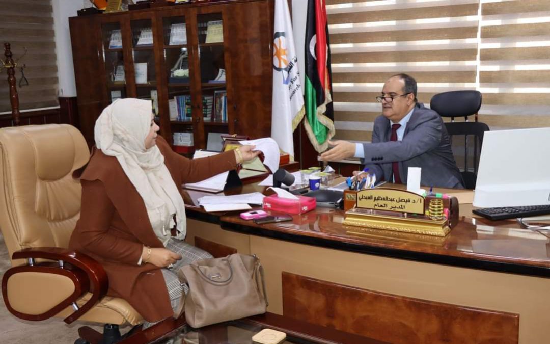 تمّ يوم الخميس (الموافق 1فبراير 2024) عقد اجتماع بين الدكتور فيصل العبدلي _مدير عام الهيئة الليبية للبحث العلمي_ والمستشار العلمي د.مفيدة محمد جبران _رئيس المشروع للتراث المادي وغير المادي.