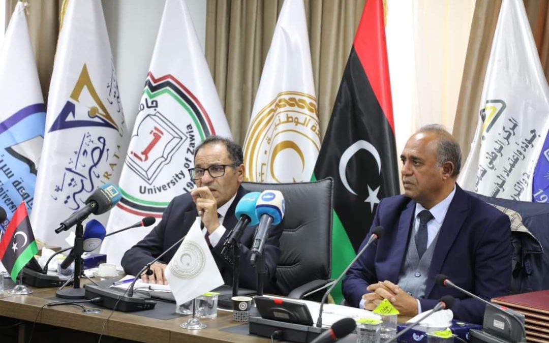 عقد اليوم بديوان الوزارة في العاصمة طرابلس مؤتمر صحفي لمعالي الوزير الدكتور عمران القيب رافقه فيه مدير مركز ضمان جودة واعتماد المؤسسات التعليمية والتدريبية بمناسبة حصول المركز على الاعتراف الدولي من قبل الاتحاد العالمي للتعليم الطبي (WFME) لمدة (10) سنوات