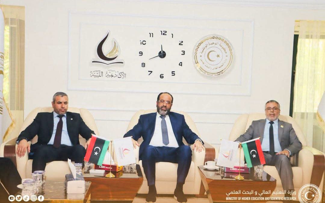 وزير التعليم العالي يستقبل نائب رئيس حكومة الوحدة الوطنية بالأكاديمية الليبية